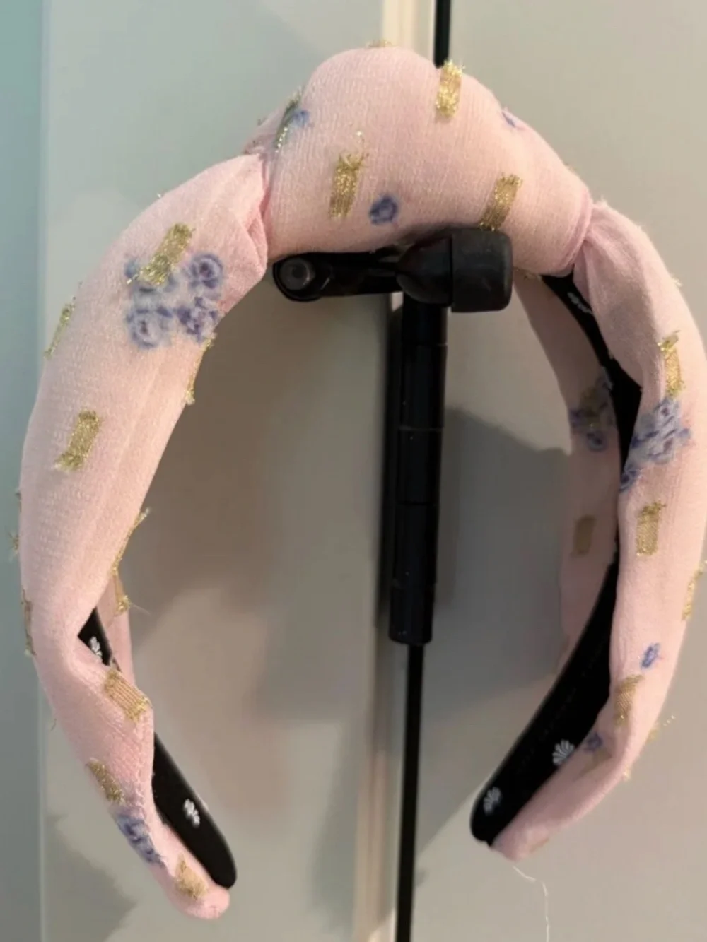 Like new Rare Lele Sadoughi padded headband in soft lavender and white gingham.
